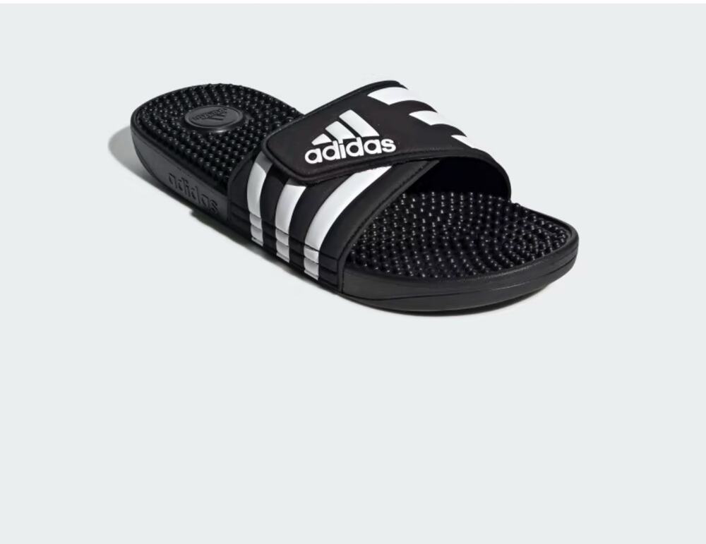 Adidas Adissage Slides Men’s Size 13 Black White Massage Recovery Sandals